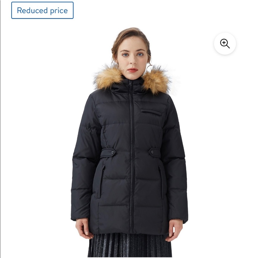 NEW. OROLAY women’s thickened down jacket hooded puffer in black, size large.